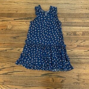 Peek Sleeveless Floral Dress Girls Navy Blue Cotton, XL (12)